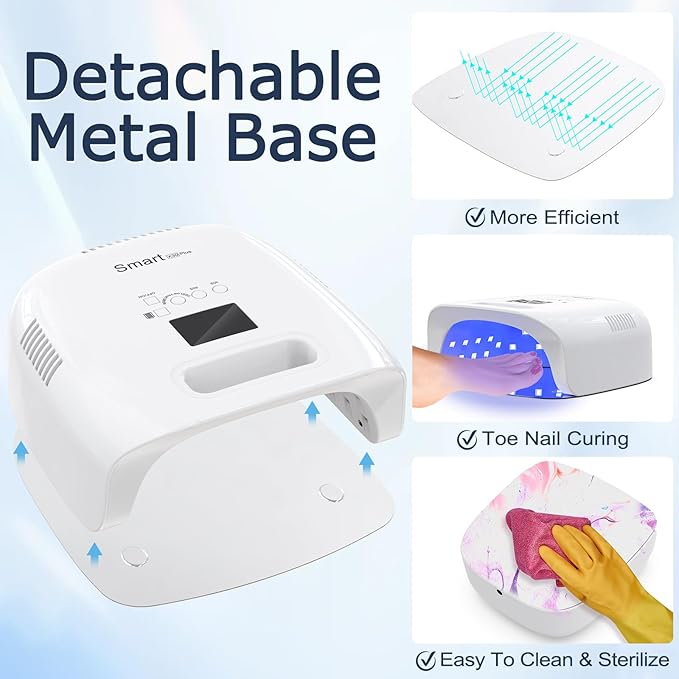 NAILGIRLS Cordless Rechargeable UV Nail Lamp, 60W Professional UV Light for Gel Nails with Metal Base, Portable Wireless LED Nail Dryer Fast Charger Curing Lamp 3 Timers for Salon or Home