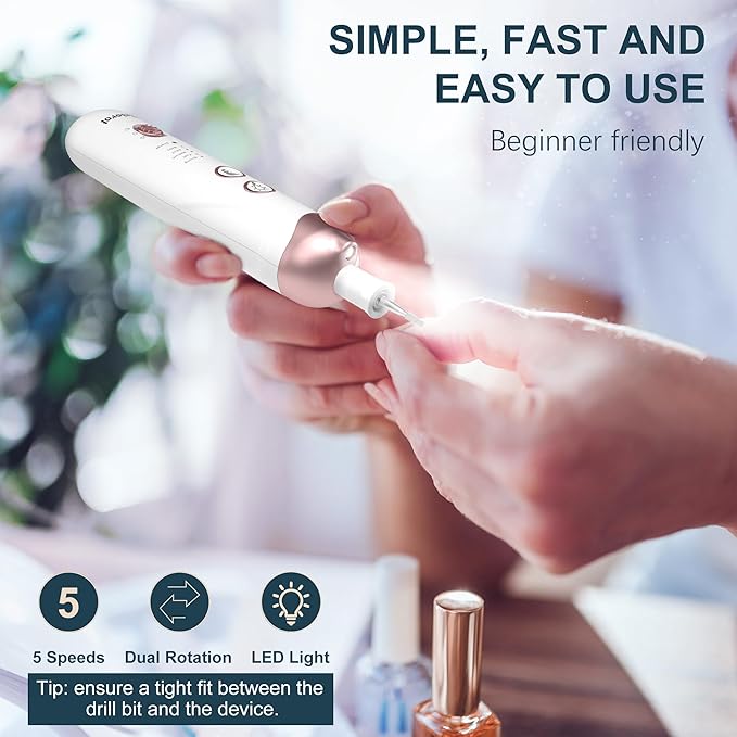 Eletorot Electric Nail File Set, 8 in 1 Professional Manicure and Pedicure Kit, Cordless Pedicure Tools for feet, 5 Speeds Electric Nail Drill Machine, Toe Nail Grinder Kit for Thick Nails