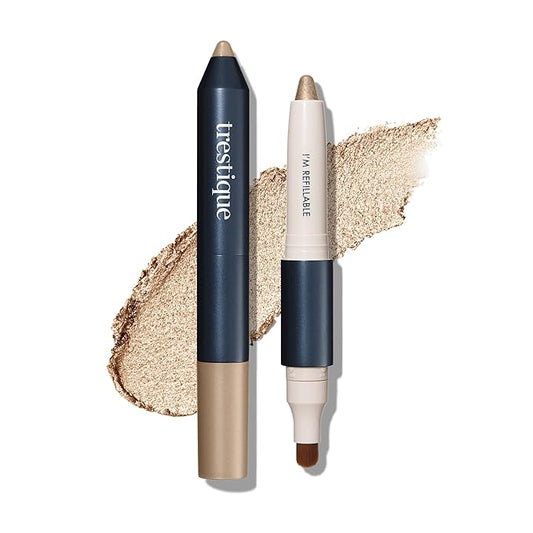TRE'STIQUE Shadow Crayon, Refillable Eyeshadow Crayon With Built-In Blending Brush, Sustainable Shadow Makeup, Clean Beauty Eyeshadow