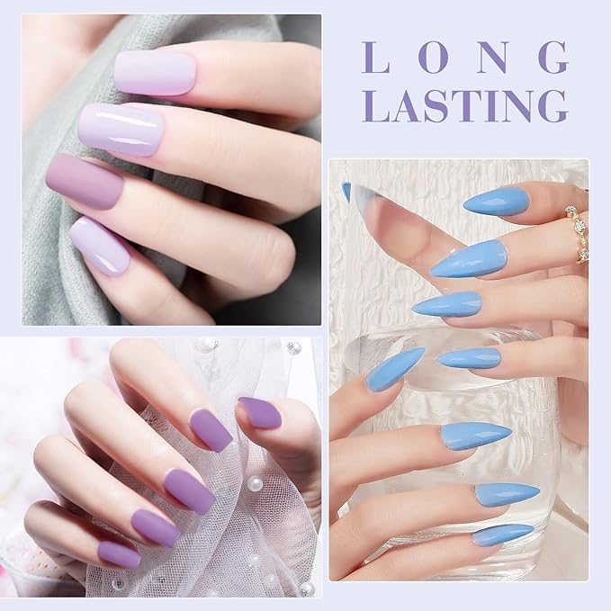 CANNI Purple Gel Nail Polish Set, 6 Colors 9ML - Light Purple, Baby Blue, Summer Lavender, Ice Blue - UV LED Kit DIY Nail Art Manicure Home Salon