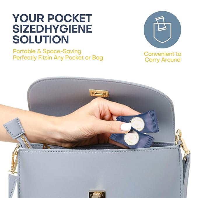 Compressed Disposable Face Towel Cleaning Kit 100pcs,Portable & Compact Travel Size Towel Wash Cloth Cotton Wipes Tablets Coin Tissue Towelettes for Hotel Camping Backpacking Hiking(Dark Blue)