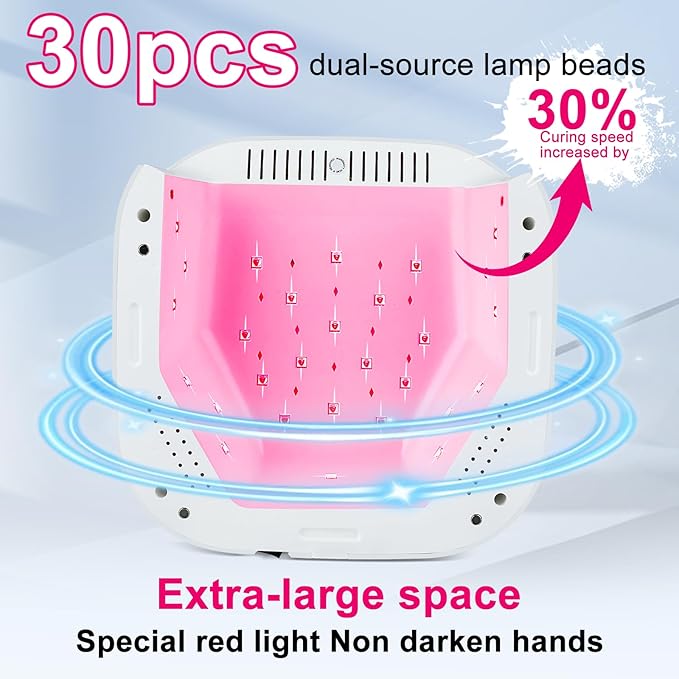 MEKK Cordless UV LED Nail Lamp,54W UV Light for Gel Nails with Hand-Friendly Red Light Beads,Auto Sensor & 4 Timer Settings Professional Flash Cure Lamp for Salon and Home,Checkered Design-White
