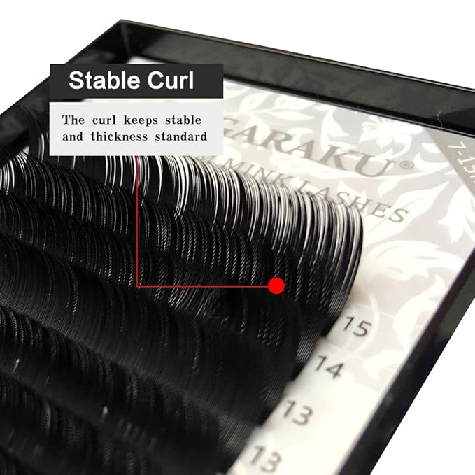 NAGARAKU Eyelash Extensions Individual Lashes 0.05mm B curl 7-15mm Mix Tray Classic Matte Black Soft Natural Faux Mink 16 rows