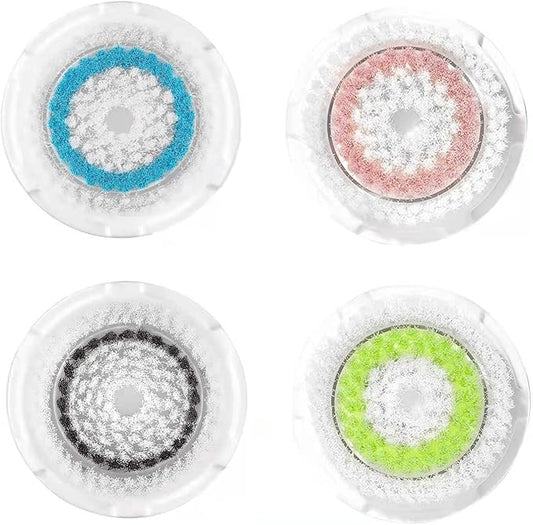 Facial Cleansing Brush Head Replacement Set Compatible with Clarisonic Mia 1, Mia 2, Mia Fit, Alpha Fit, Smart Profile Uplift and Alpha Fit X, 4 Pack