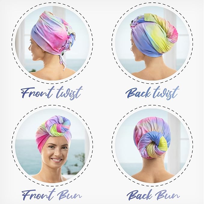 Microfiber Hair Towel Wrap for Women - Gift and Travel - Smooth like Silk - Curly, Wavy, Straight Hair Girls - Plopping Essential - Anti-Frizz, Fast Drying, Works Better than a Cotton T-Shirt