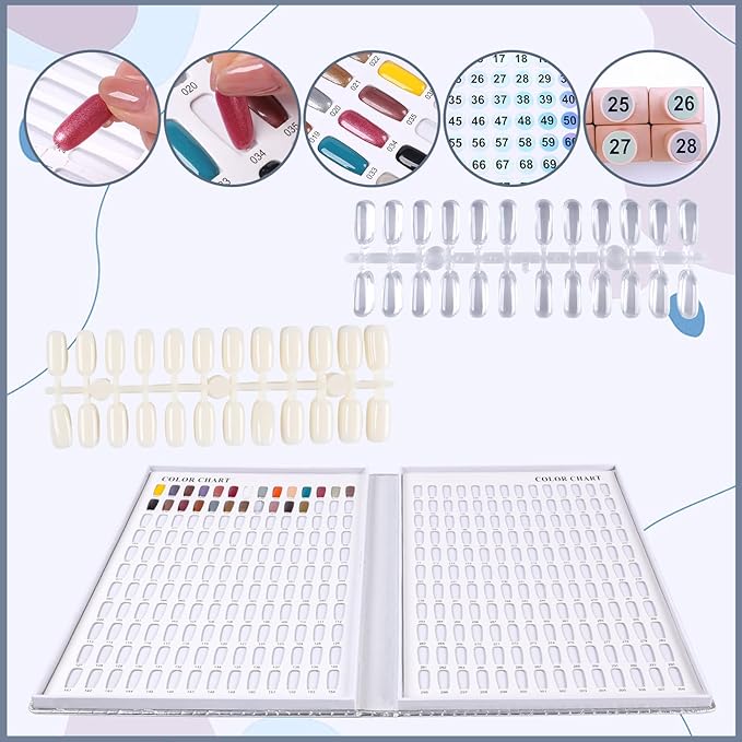 308 Colors Nail Swatches Book with 480 Nail Tips Nail Colors Book Professional Nail Display Chart Nail Gel Polish Practice Display Card Book for Nail Polish UV Gel,Nails Art Design