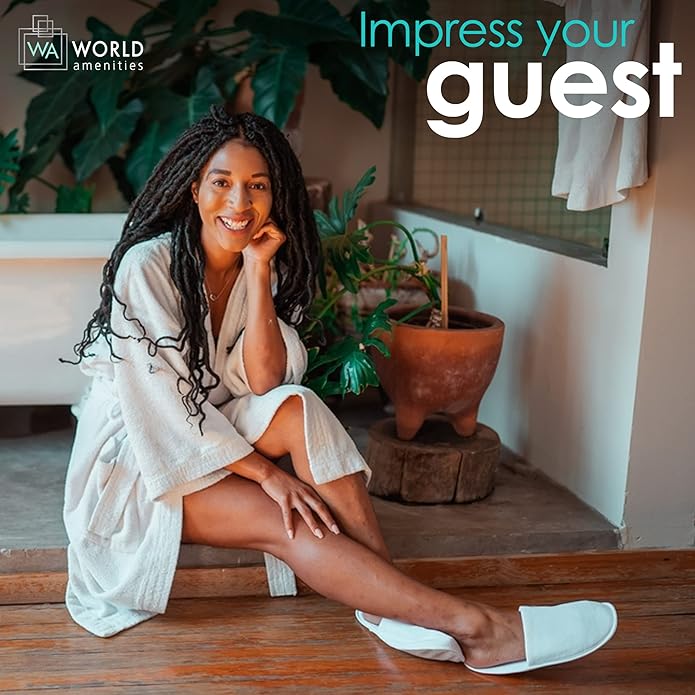 | Premium Spa Slippers Bulk Unisex | Closed Toe, Individually Wrapped | Hotel Slippers