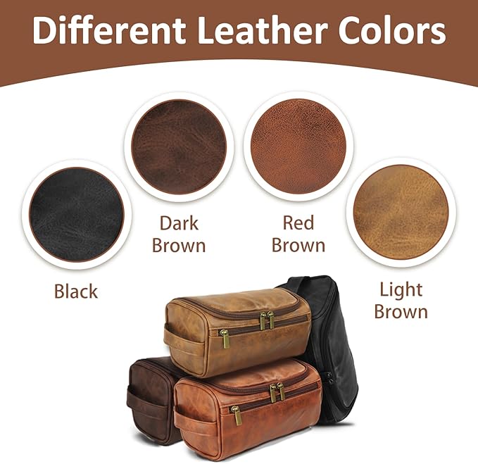 Personalized Toiletry Bag for Men, Dad, Custom Engraved with Pattern and Text Leather Travel Dopp Kit, Handcrafted Travel Gifts For Birthday, Christmas, Anniversary, Father's Day