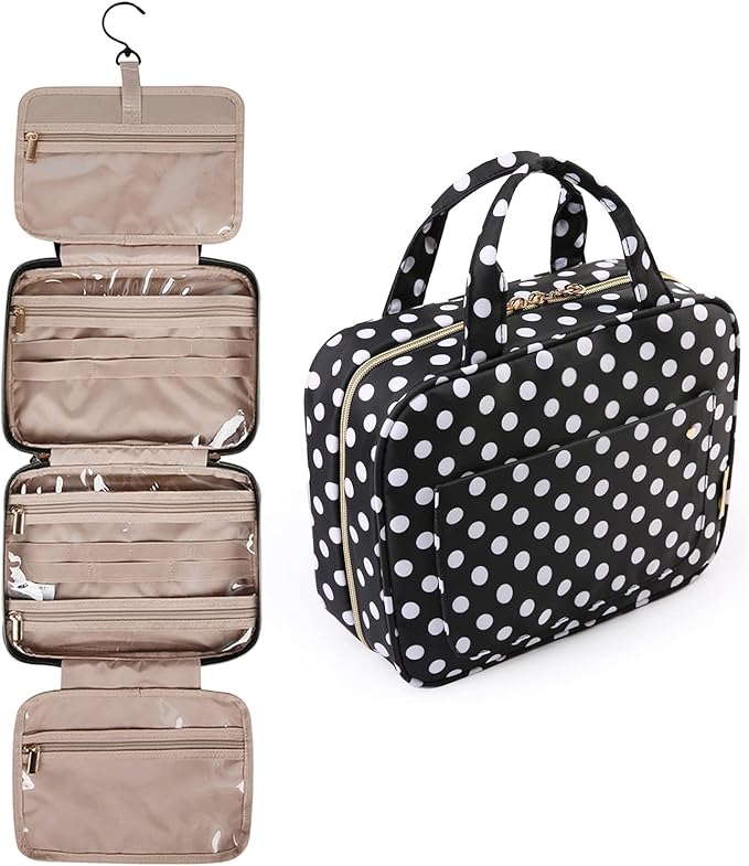 BAGSMART Toiletry Bag Travel Bag with Hanging Hook, Water-resistant Makeup Cosmetic Bag Travel Organizer for Accessories, Shampoo, Full Sized Container, Toiletries