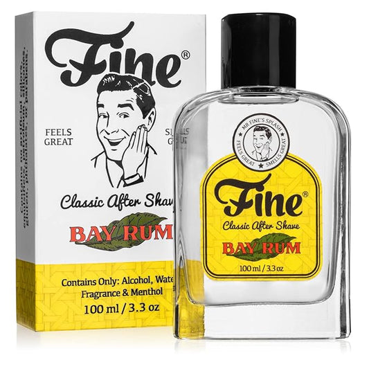 Fine Men's Aftershave - Bay Rum Fragrance, Soothing & Toning Post Shave Balm, Calms Razor Burn, Classic Barbershop Feel, Alcohol-Based Formula, Gentle for All Skin Types, 100ml