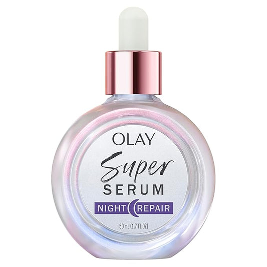 Olay Super Serum Night Repair for Face - Niacinamide, Peptide, Salicylic & Lactic Acid, Glycerin - Anti-Wrinkle, Dark Spot Reduction, Hydrating, Smooths Fine Lines, Skin Surface Renewal, 1.7 Oz