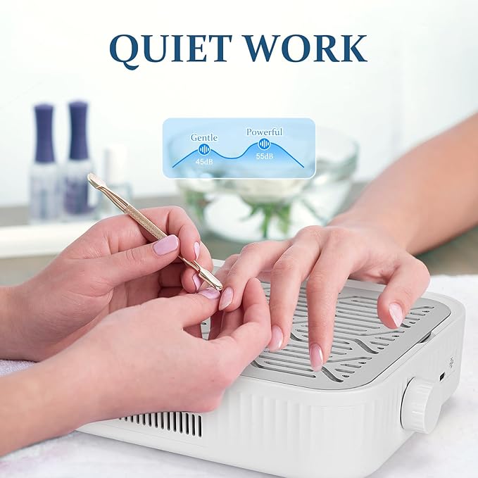 600Pa Powerful Acrylic Nail Dust Collector with Reusable Filter, 1500mAh Vacuum Fan Dust Collector, Electric Nail Dust Collector for Acrylic Nail Polishing, Low Noise, Nail Tech Salon, Home