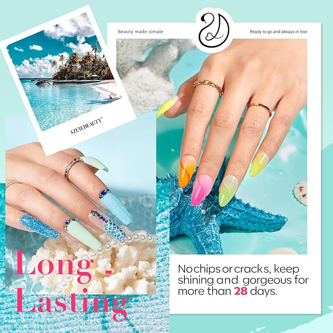 AZUREBEAUTY Dip Nails Powder Starter Kit, Hot Pink Neon Yellow Pastel Blue Green 8 Spring Summer Colors with Nail Sticks, Base Glossy Matte Top Coat Activator Liquid Set Manicure Art 30 PCS