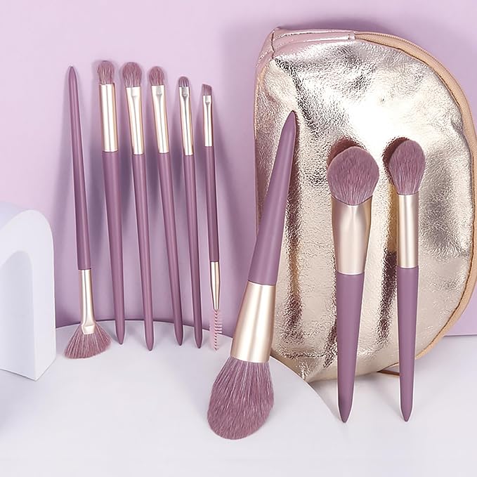Purple Natural Fiber Makeup Brushes Set with Case, Vegan Makeup Brush Set Professional by ENZO KEN, Colorful Cosmetic Brushes Makeup Set, Make up Brush Set Professional, Purple Makeup Brush Set Vegan.