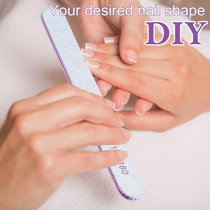 200 Pcs Nail Files 100/180 Grit Double Sides Emery Boards Reusable Nail Files for Acrylic Fingernails Professional Manicure Tools for Natural Acrylic Fingernail Home and Salon Supplies