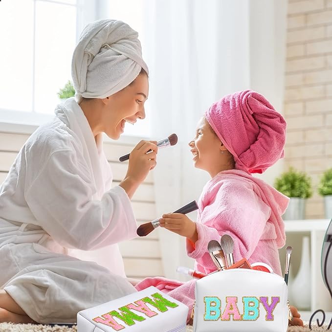 Sanwuta 9 Pcs Preppy Makeup Bag PU Leather Cosmetic Bag Makeup Pouch Plain Waterproof Toiletry Organizers for Traveling Preppy Travel Purse End of the Year Teacher Gifts Bulk(White)