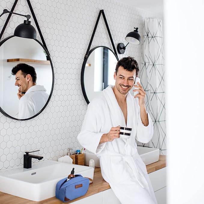 Eccliy 6 Set Groomsmen Gifts Men Toiletry Bags Men's Travel Shaving Kit Bathroom Bags Water Resistant Toiletry Case for Wedding Groomsman Proposal Gift Travel Accessories(Blue)