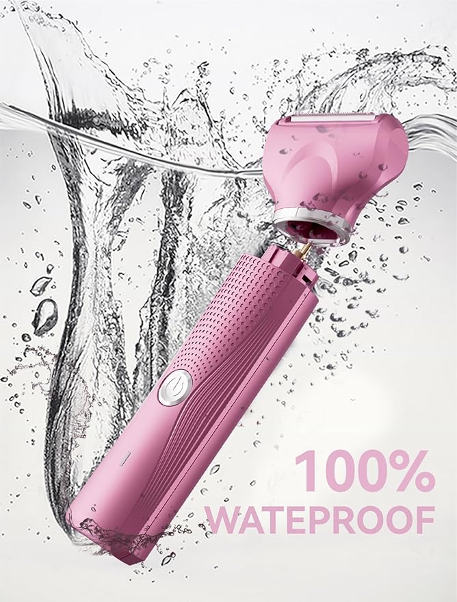 3-in-1 Electric Razor for Women - Waterproof Bikini Trimmer,Rechargeable Electric Shaver for Lady,Pubic Hair Trimmer Women,Personal Trimmer Groomer for Body Hair (Rose Red, RR-2)