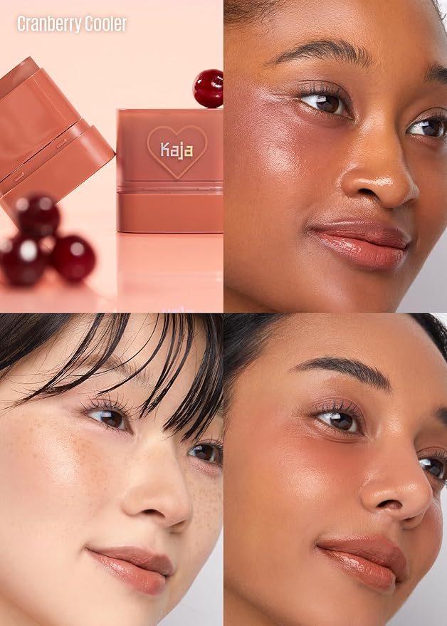 KAJA Cheek & Lip - Dewy Bar 05 Cranberry Cooler | Creamy Blusher and Balm Multi-Stick, 45% Moisturizing Oil, Apple Extract, Vitamin-Hyaluronic Acid Infused, High Shine, Mother's Day, 10g