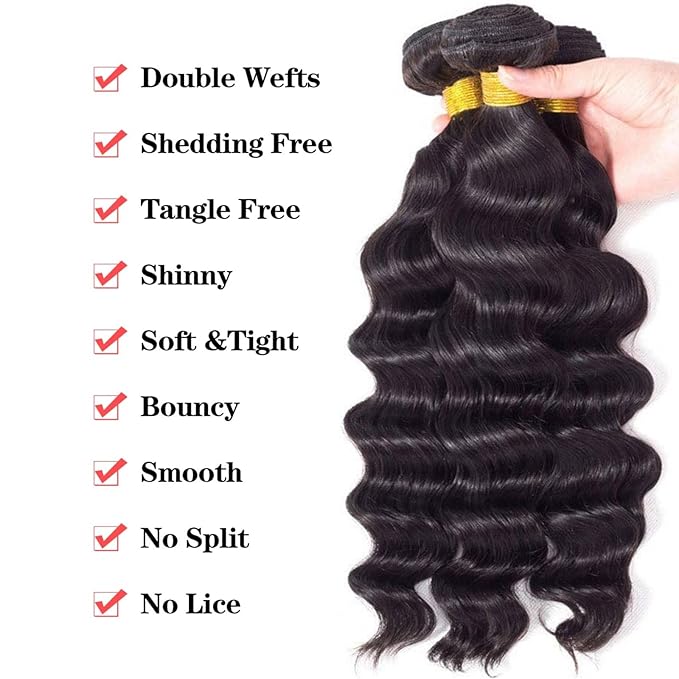 12A Human Hair 3 Bundles with 5x5 HD Lace Closure (16 18 20 +16) 100% Unprocessed Brazilian Virgin Remy Hair Loose Wave Human Hair Bundles with Closure Natural Color