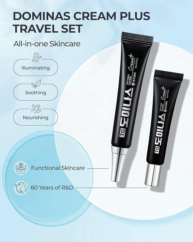 Cream Plus - Advanced Korean Cream for Even Skin Tone and Skin Elasticity. Niacinamide, Panthenol, Urea, Trehalose & TECA (Travel Kit, 0.7+0.35oz)