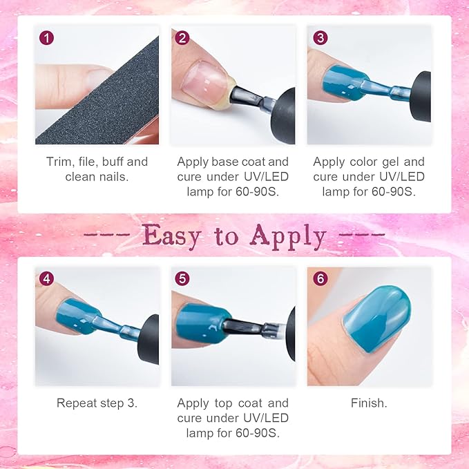 JODSONE Gel Nail Polish Starter Set Ribbon Glitter Summer Light Winter Dark Glossy 36-Piece Multi-color Gel Nail Polish Set