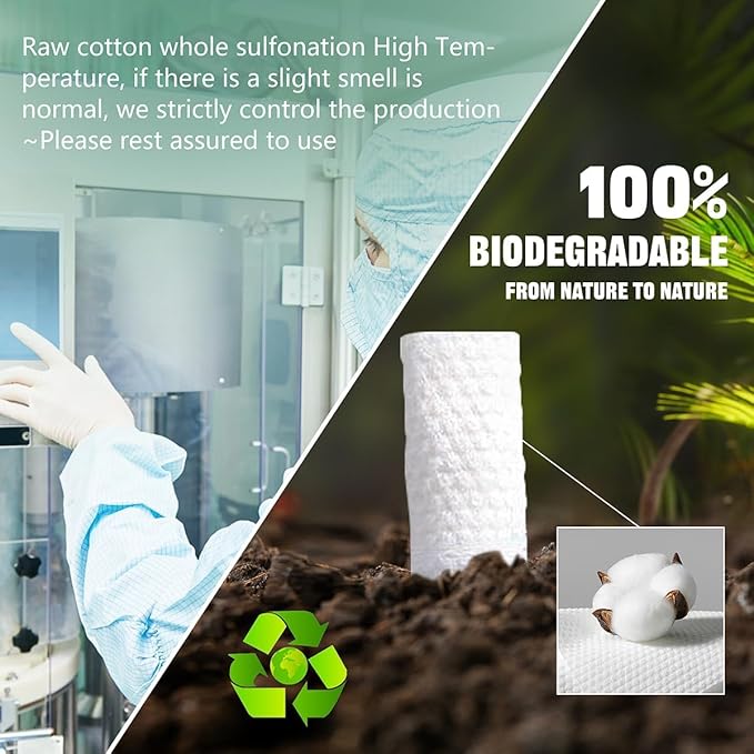 Face Towels Disposable Cotton Facial Towels, 100 Count Biodegradable Soft Dry Facial Tissue, Drying Tissue for Skin Care, Makeup Remover, Disposable Face Cloths for Washing