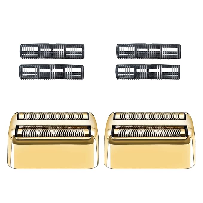 2 Pack Shaver Replacement Foil and Cutters Compatible with BaBylissPRO Double FXFS2 Metal Shaver foil Replacement,Golden