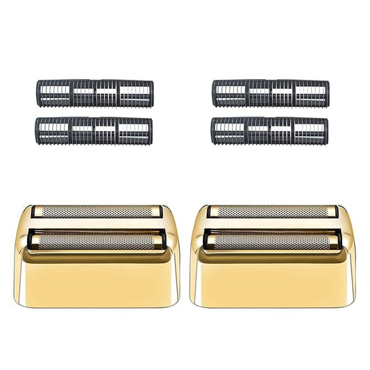 2 Pack Shaver Replacement Foil and Cutters Compatible with BaBylissPRO Double FXFS2 Metal Shaver foil Replacement,Golden