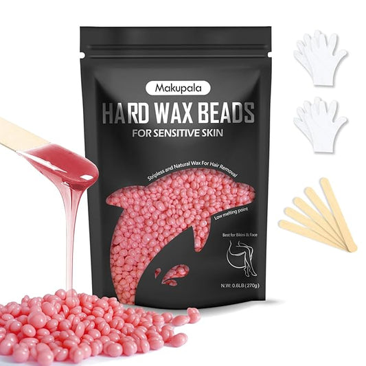 Wax Beads, 9.6oz Unscented Waxing Beads for Sensitive Skin, Brazilian Waxing, Body, Bikini, Back, Leg, Underarms, Facial, Coarse Hair Removal, at Home Refill Natural Wax beans Women Men