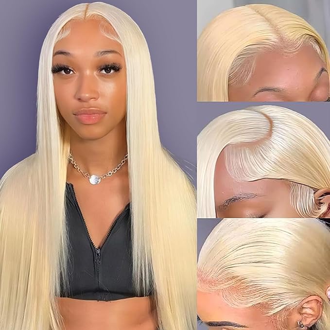 613 Lace Front Wig Human Hair 13x6 HD Transparent Blonde Lace Front Wigs Human Hair 180% Density Guleless Wigs Human Hair Pre Plucked 20 inch 613 HD Lace Frontal Human Hair Wig Natural Hairline
