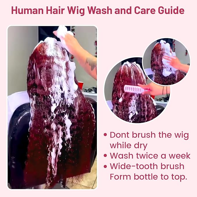 99j Burgundy Lace Front Wigs Human Hair 13x4 Deep Wave Lace Front Wigs Human Hair Pre Plucked 180 Density HD Transparent Wet and Wavy Red Color Curly Wig Human Hair for Women with Baby Hair 24inch