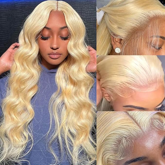 613 Lace Front Wig Human Hair 13x4 Body Wave 613 HD Lace Frontal Wig Human Hair Pre Plucked Blonde Lace Front Wigs Human Hair 12A 613 Human Hair Wig Transparent Lace 200 Density 26Inch