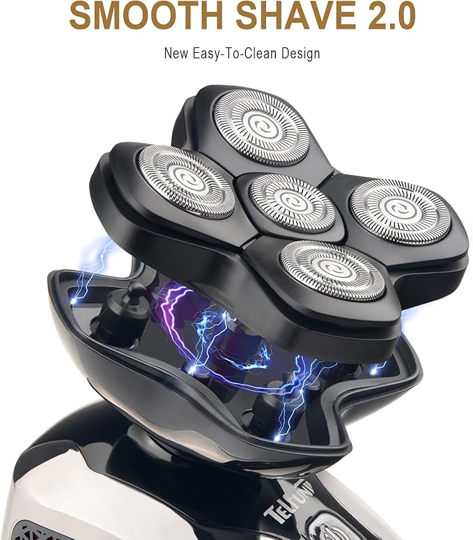 Upgrade Magnetic Head Shavers for Bald Men, Cordless & Comfort 5-in-1 Electric Razor - IPX7 Waterproof Wet/Dry Mens Grooming Kit - Easy Use Palm Shaver for a Smooth Bald Shave