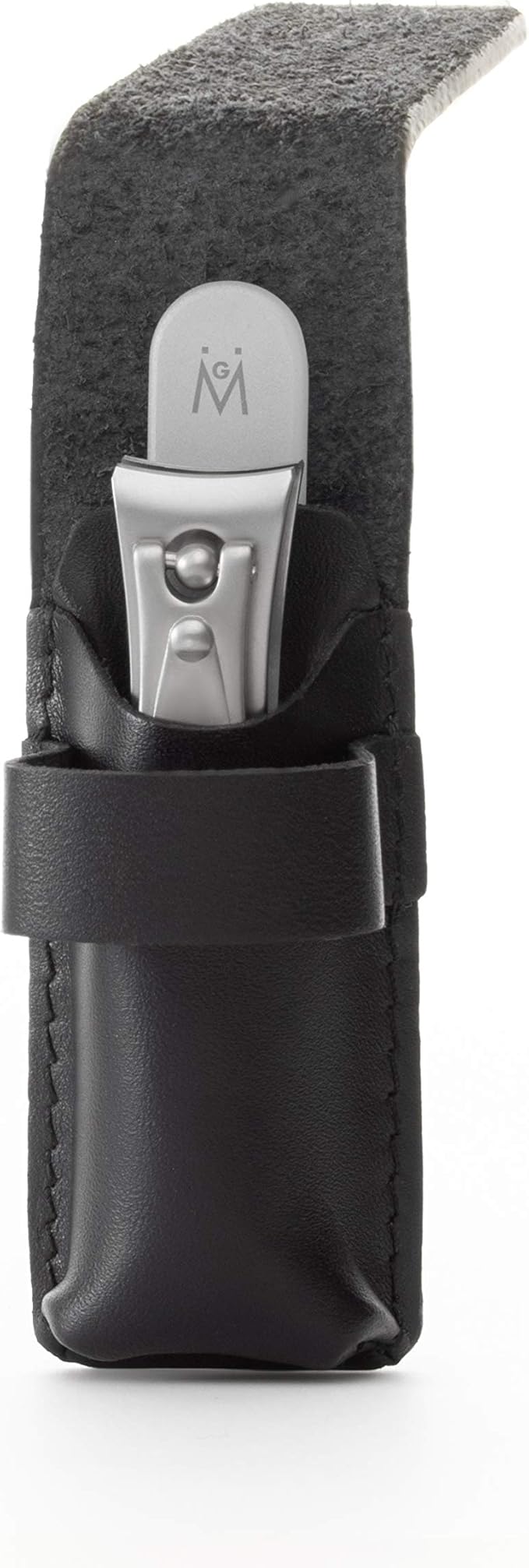 GERMANIKURE Nail Clipper and Glass Nail File Set in Black Leather Case - Made in Solingen Germany of FINOX Stainless Steel, Glass Nail Care Supplies Made in Czech Republic