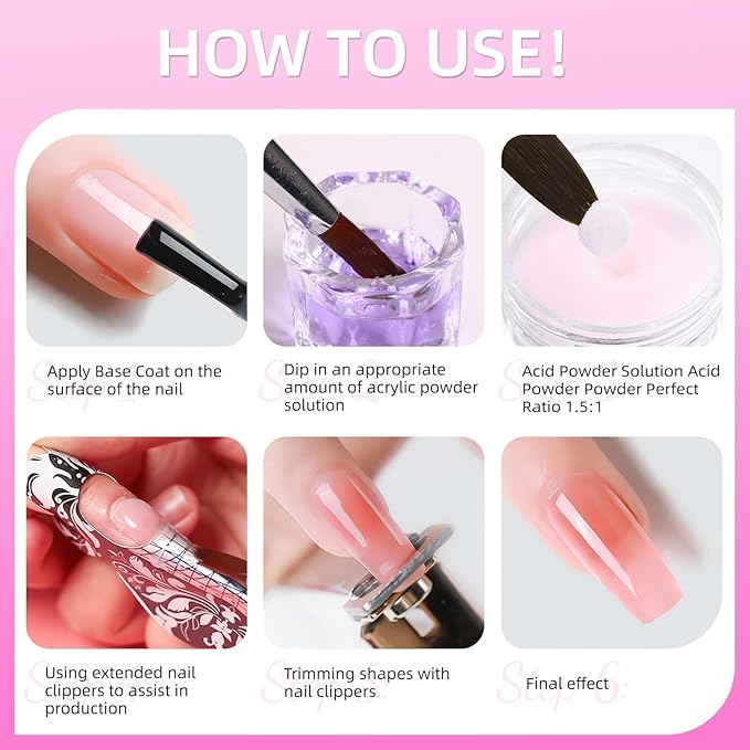 Acrylic Nail Kit with Drill & U V Light - Complete Starter Set for Beginners With Everything (Red)