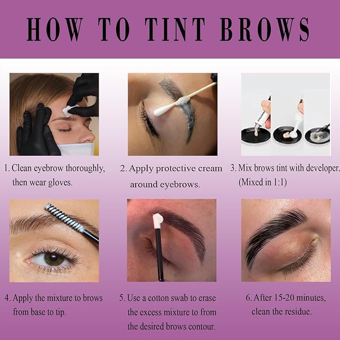 Black and Brown DIY Eyelash & Eyebrow Color Kit, Natural Effects Long Lasting for 6-8 Weeks, Easy to Use for Salon and Home Use