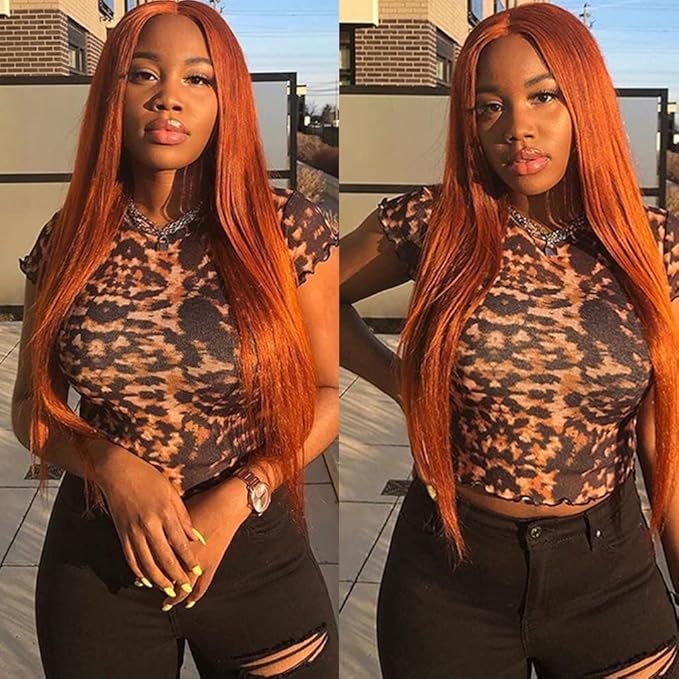 REMY Hair Brazilian Virgin Hair One Bundle Virgin Human Hair Weaves Extension Burnt Orange Color #350 Hair Weave Bundles (22 Inch)