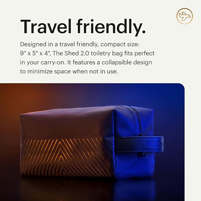 MANSCAPED® The Shed 2.0 Toiletry Bag, Premium Quality Men's Travel Bag, Stylish Organization and Hassle-Free On-The-Go Dopp Kit, Water-Resistant to Protect Your Grooming Tools & Accessories