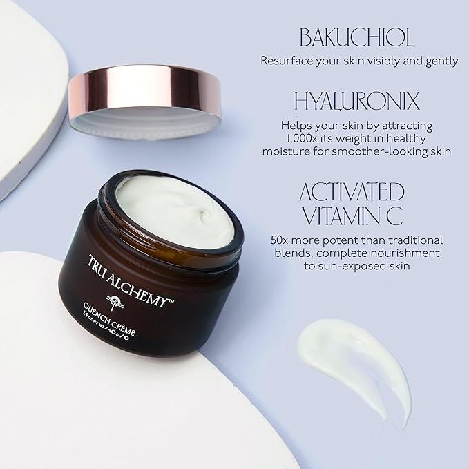 Quench Crème Daily Facial Moisturizer | Hyaluronic Acid, Vitamin C, & Bakuchiol (better than Retinol) | Daily Firming Skin Moisturizer Face Cream for Women | 1.7 fl oz/48 g (2-Pack)
