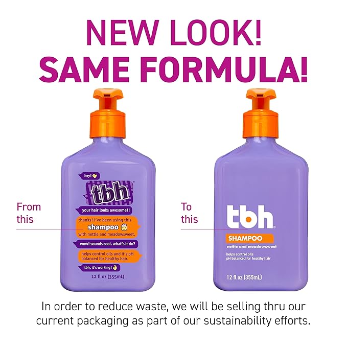 TBH Teen and Kids Shampoo and Conditioner Set - Shampoo and Conditioner for Oily Hair - Sulfate, Paraben Free - 12 oz (2 Pack)