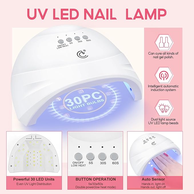 Gel Nail Polish Kit with U V Light and Drill Starter Kit 16 Colors Nail Polish 4PC Poly Nail Gel Base Top Coat Nail Stickers Professional Manicure Tool with Everything Gift for Women