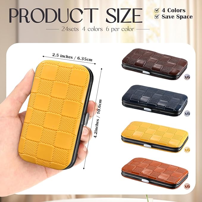 24 Sets Manicure Bulk Mothers Day Gifts Professional Nail Care Kit Nail Clippers Kit 8 in 1 Stainless Steel Pedicure Set with Travel Case Portable Grooming Kits for Men Women Friends(Retro)