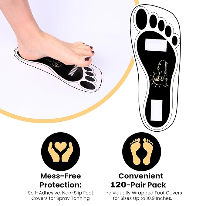 120Pairs(240Feets) Disposable Stick Spray Tanning Feet Pads Perfect for preventing spray tan solution,Deluxe & Hygienic Spray Tan Feet Pads-Ideal for Salons and Spas or Home,Easy to Apply