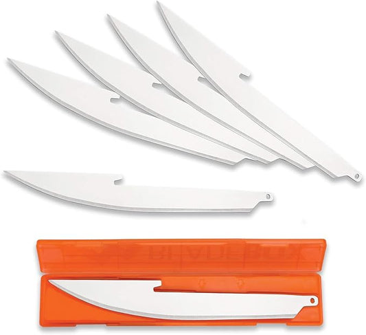 OUTDOOR EDGE 3.5" RazorSafe Replacement 5.0" Boning/Fillet Knife Blades - 6 Pieces plus Blade Storage Box