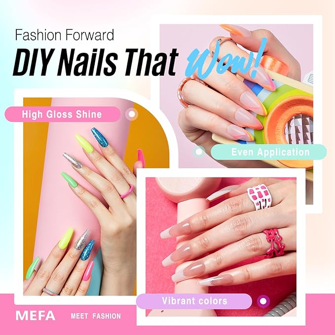 MEFA 60 Pcs Gel Nail Polish Kit with U V Light, 32 Colors Bright Neon Spring Summer Fall Pink Gel Polish Nail Set Essential Manicure Tools Nails Decorations Gifts for Women