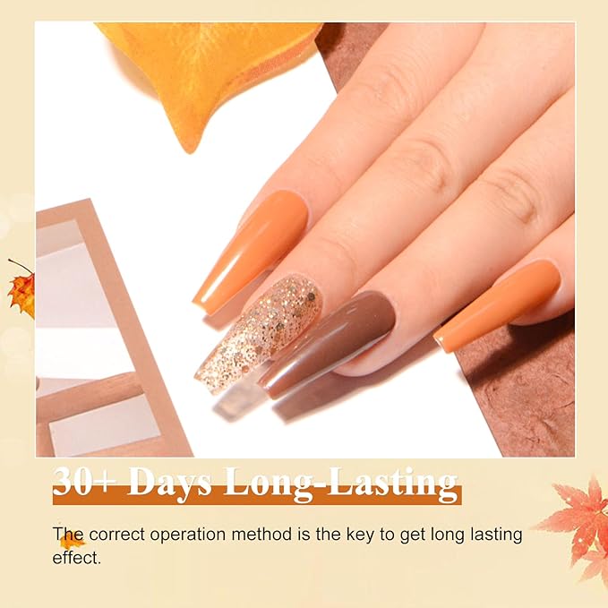 Gel Polish Nail Set 20 Colors with 3Pcs Glossy & Matte Top Coat and Base Coat, Orange Brown Burgundy Green Sparkle Glitters Colorful Gel Polish Set For Mother's Day