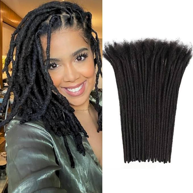 4 Inch Loc Extensions Human Hair 0.4cm Thickness 60 Strands 100% Full Handmade Permanent Dreadlock Extensions Real Human Hair For Women Men Kids Can Be Dyed Bleached Curled (Width 0.4cm Natual Black)