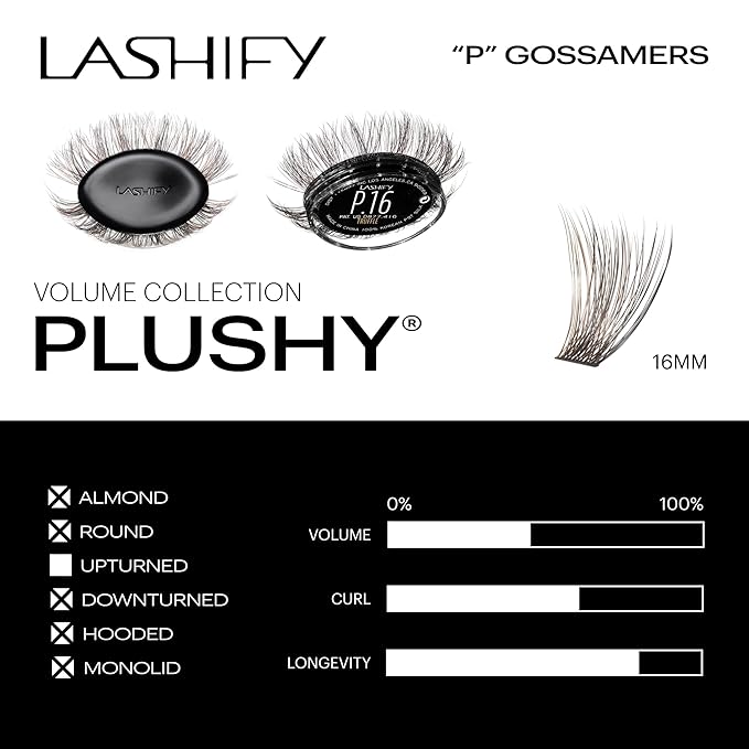 Lashify Plushy 16mm Gossamer Lashes in Truffle Color, Easy DIY False Lashes for a Voluminous Yet Still Natural Look