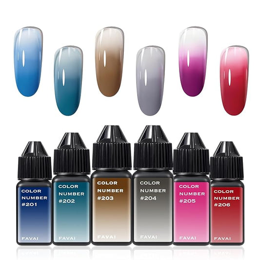 FAVAI Airbrush Gel Nail Polish Kit Air Gel Set Fall Winter Collection 6 colors 6 * 15ml / 0.5 Fl Oz Long Lasting Soak Off Gel Polish Sets Without Dilution Nail Art French Manicure